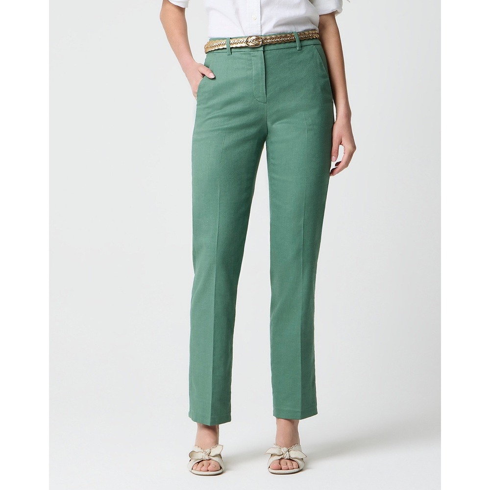 J.Crew Kallie Stretch Linen Blend Straight Leg Pant Women 18 Lamppost Green